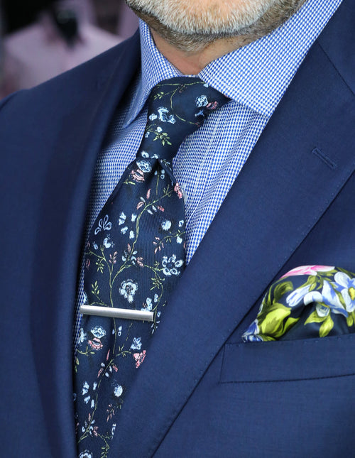 DÉCLIC Staveley Floral Tie - Navy