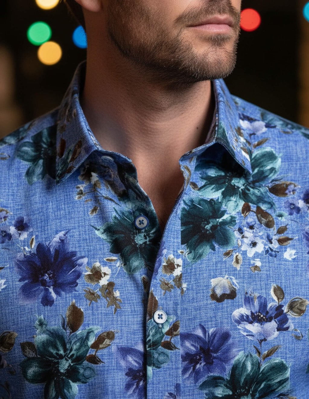 JF 'Tropical Night' Print Shirt - Blue