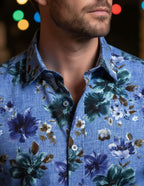 JF 'Tropical Night' Print Shirt - Blue
