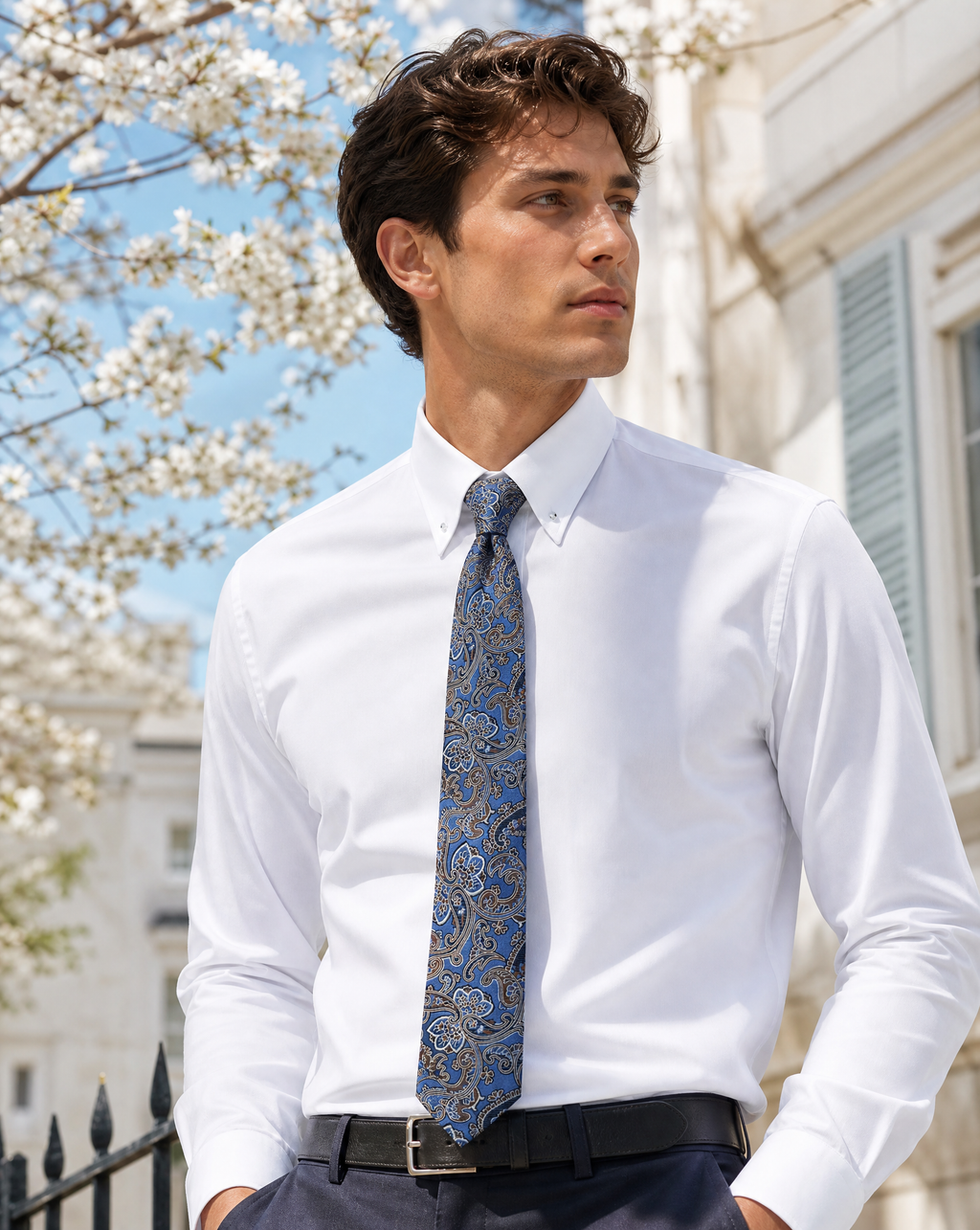 DÉCLIC Windsor Paisley Tie - Sapphire