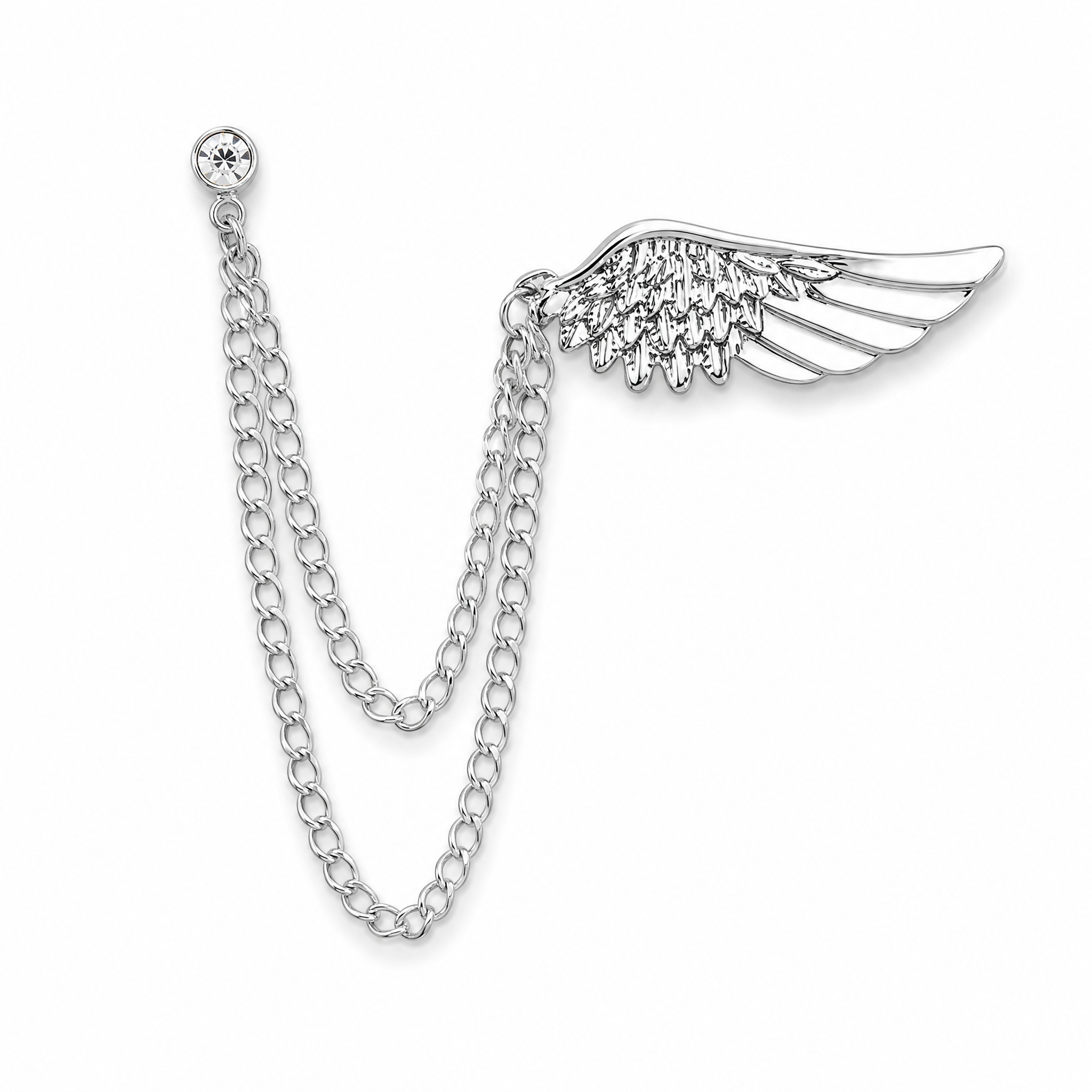 DÉCLIC Wing Chain Lapel Pin – Silver