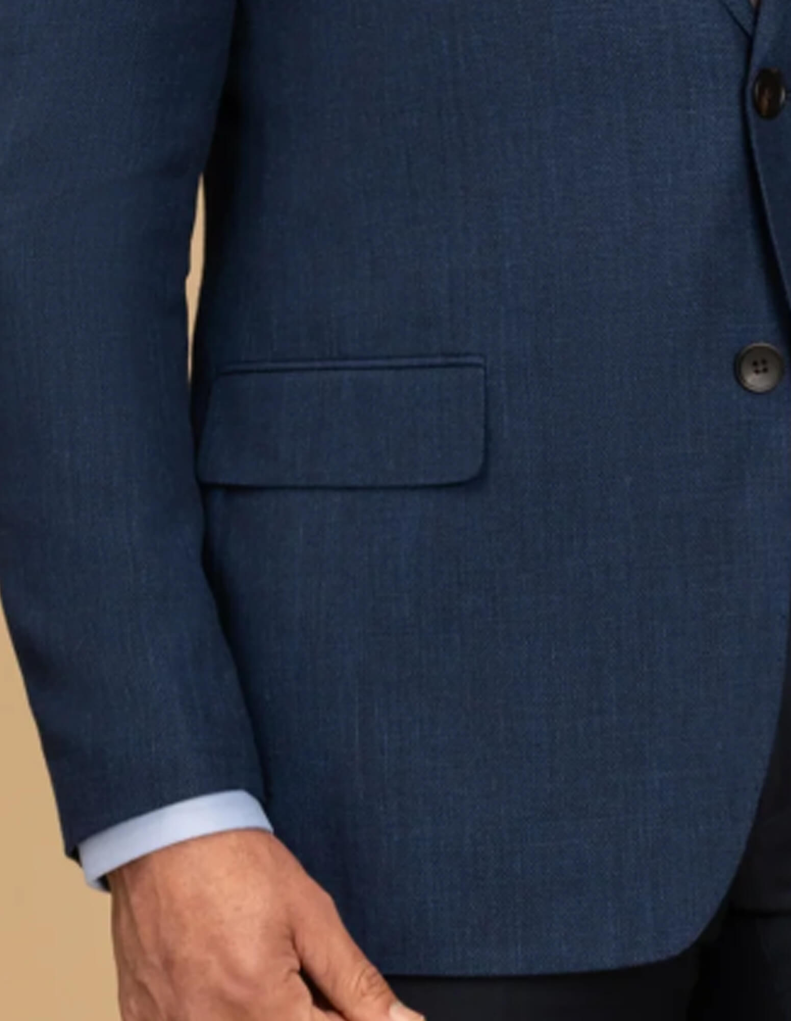 RB Wool Linen Textured Blazer - Blue