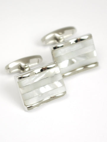 DÉCLIC Smooth Texture Rectangle Cufflink - Silver