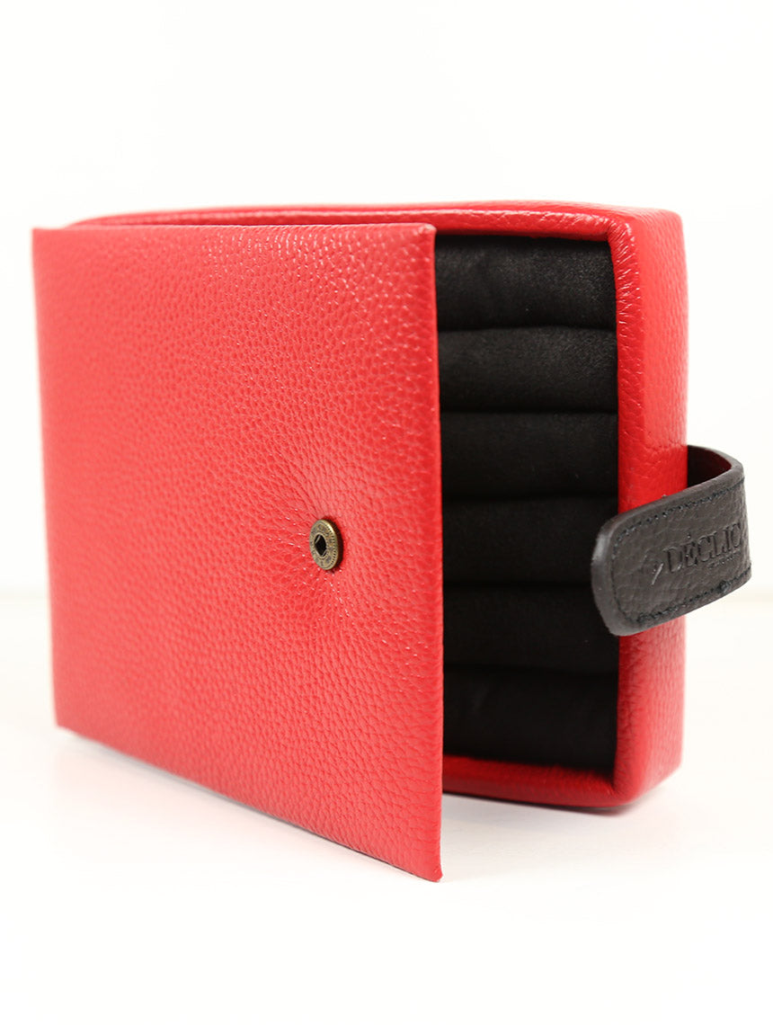Travel 2-Tone Cufflink Storage Box - Red