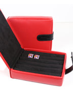 Travel 2-Tone Cufflink Storage Box - Red