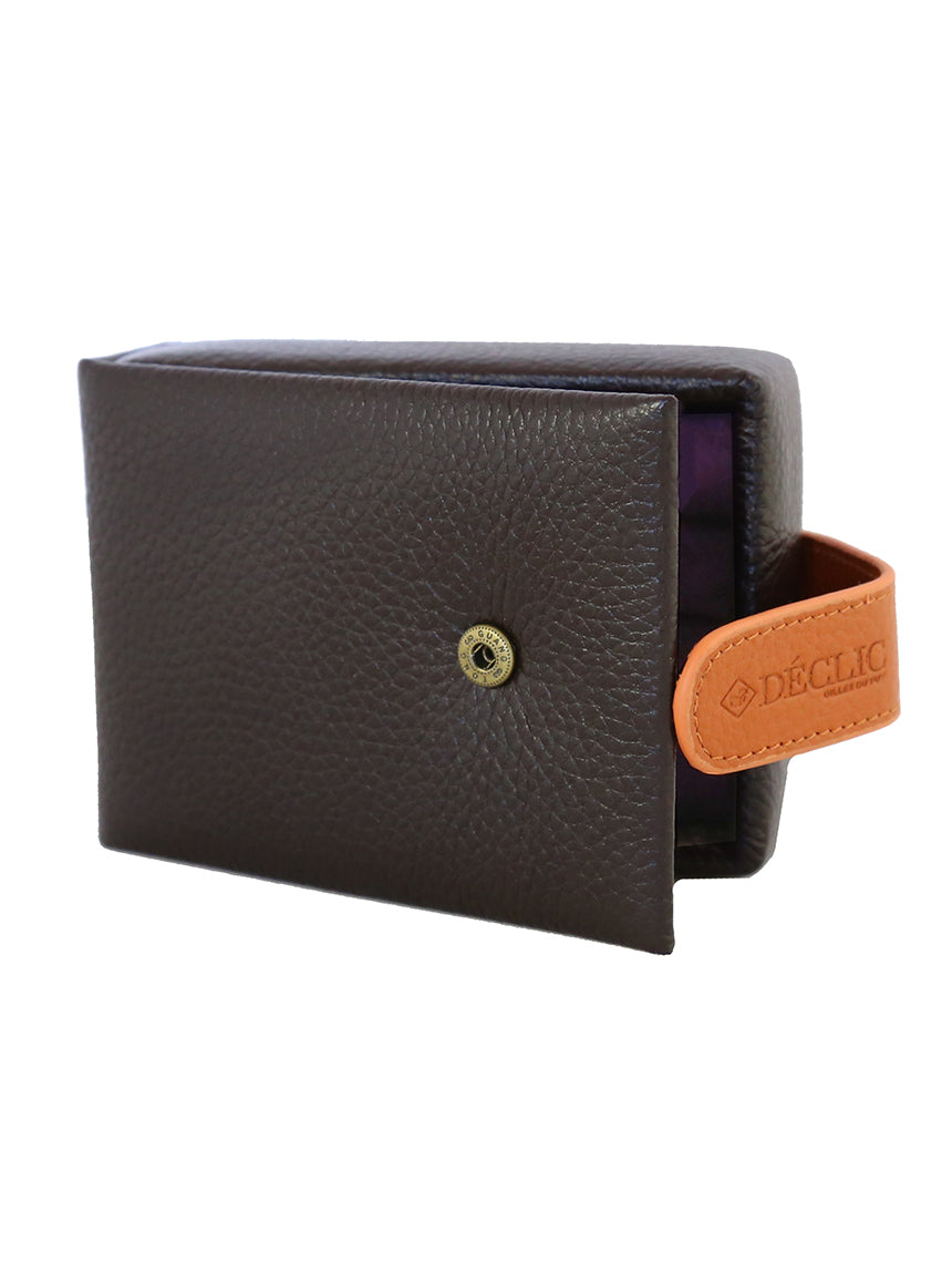 Travel 2-Tone Small Cufflink Storage Box - Brown