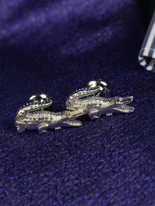 DÉCLIC Crocodile Cufflink - Sterling Silver