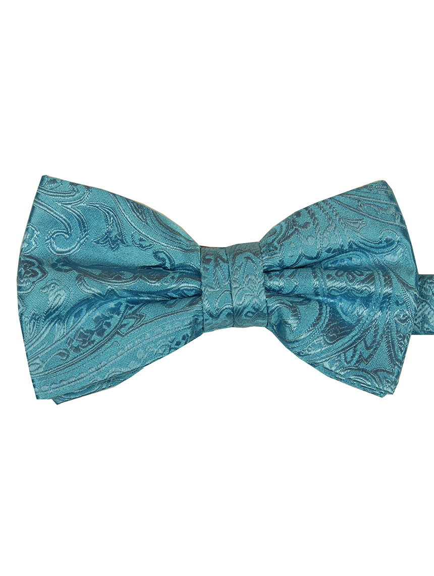 DÉCLIC Classic Paisley Bow Tie - Aqua