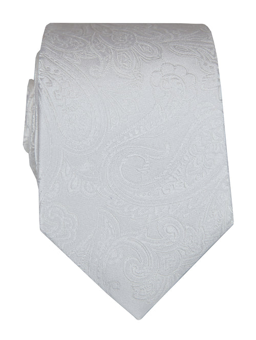 DÉCLIC Classic Paisley Tie - White