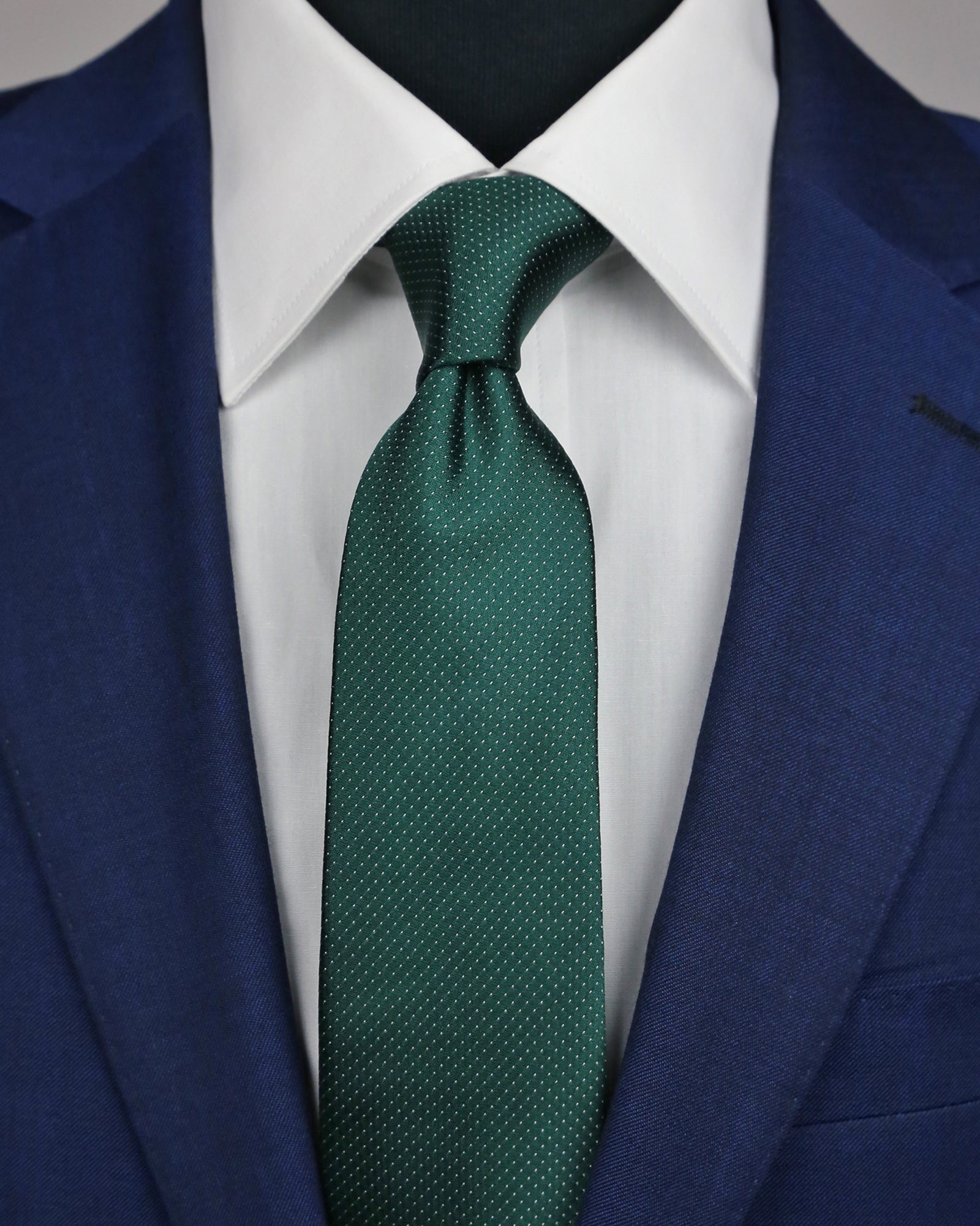 DÉCLIC Classic Microdot Tie - Dark Green