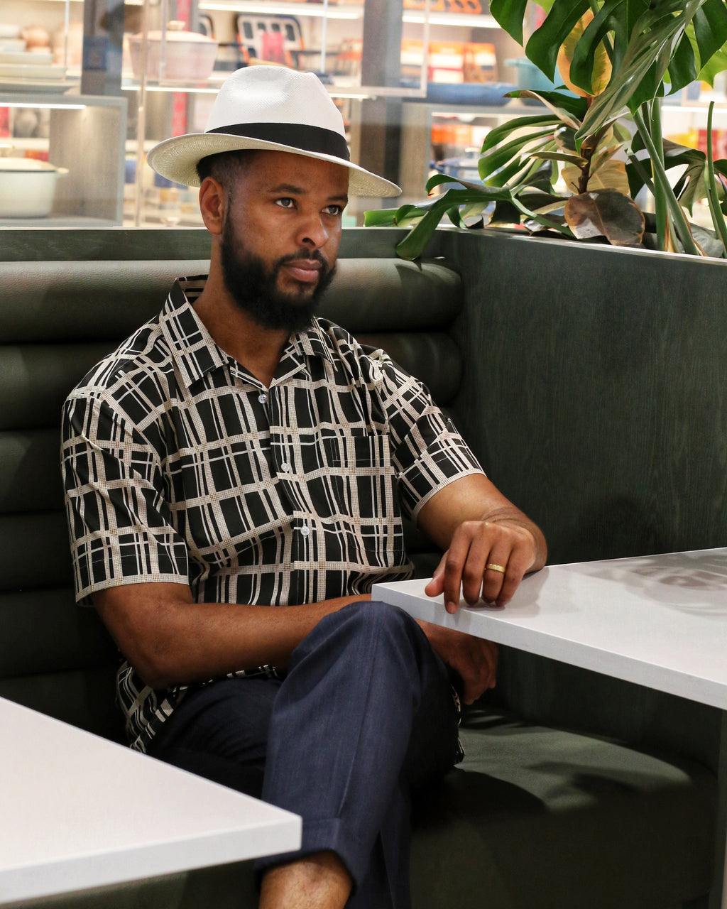 DÉCLIC Liberty Cuba Check Print Short Sleeve  Shirt - Black