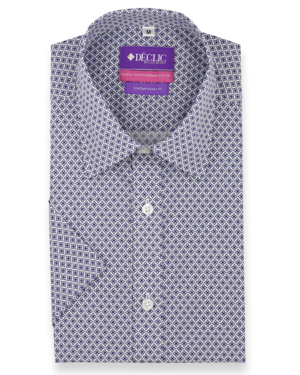 DÉCLIC Curato Pattern Print Short Sleeve Shirt - Blue