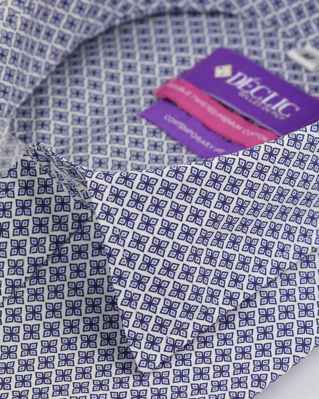 DÉCLIC Curato Pattern Print Short Sleeve Shirt - Blue