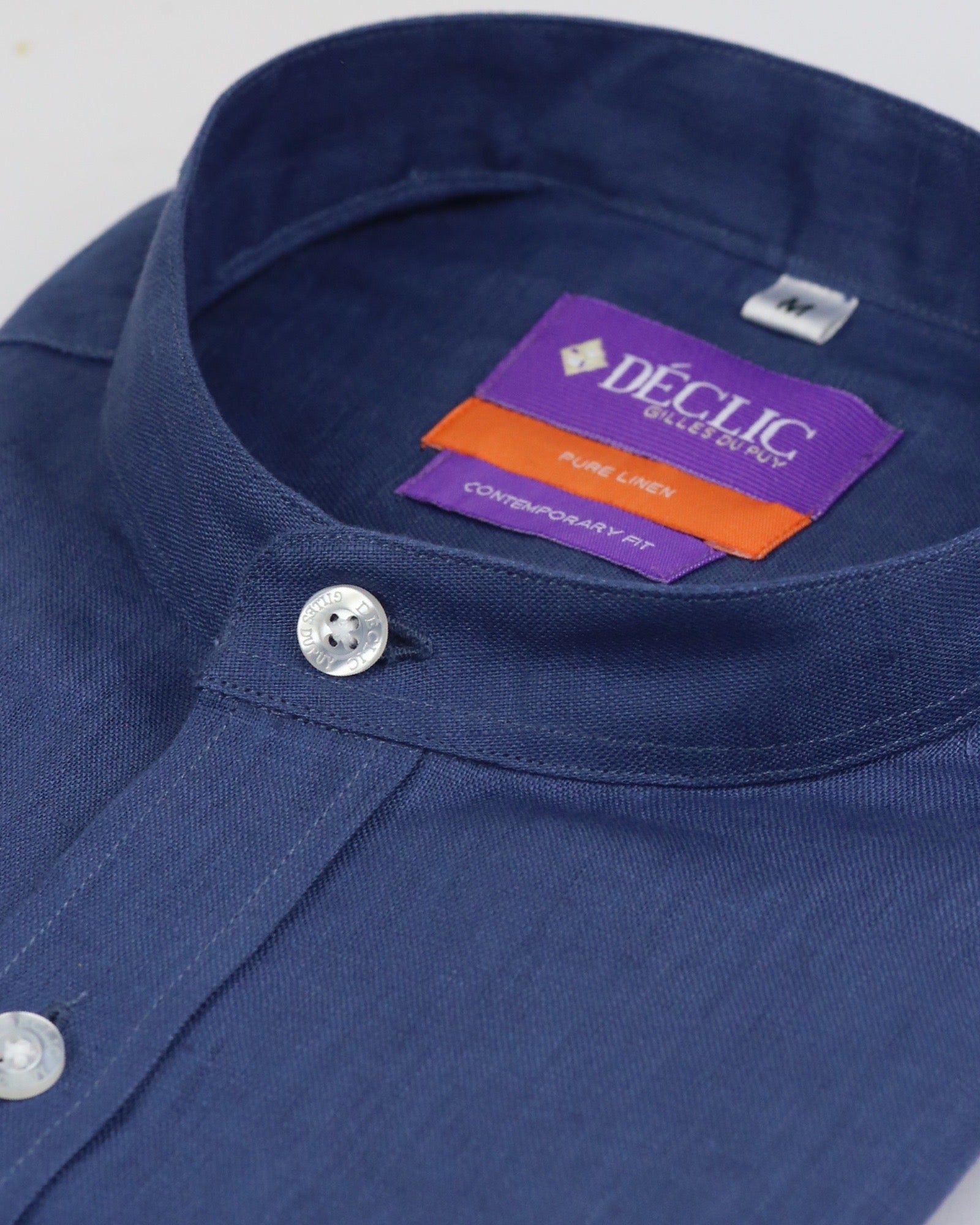 DÉCLIC Caldo Mandarin Linen Shirt - Navy
