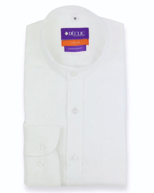 DÉCLIC Caldo Mandarin Linen Shirt - White
