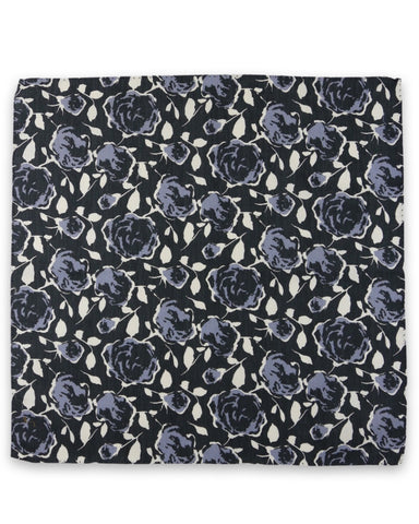 DÉCLIC Kontur Floral Pocket Square - Black