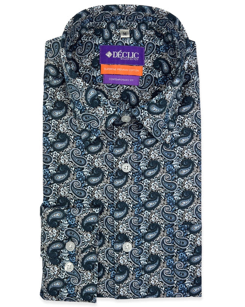 DÉCLIC Condensed Paisley Print Shirt - Blue