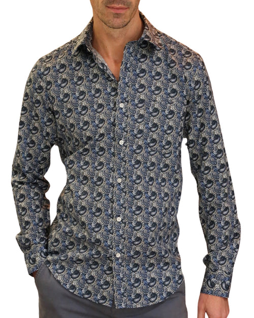 DÉCLIC Condensed Paisley Print Shirt - Blue