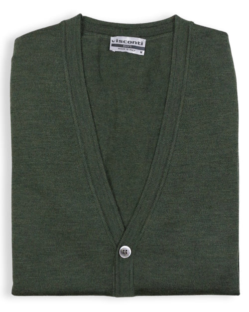Merino Wool Button Vest - Green
