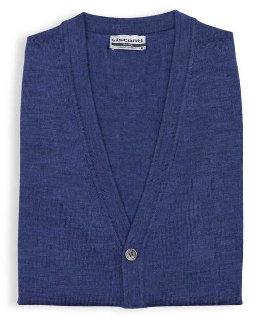 Merino Wool Button Vest - Blue