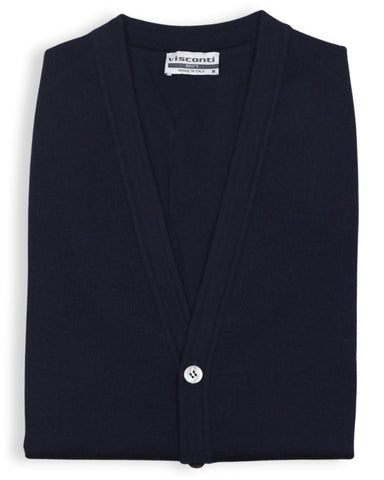 Merino Wool Button Vest - Blue