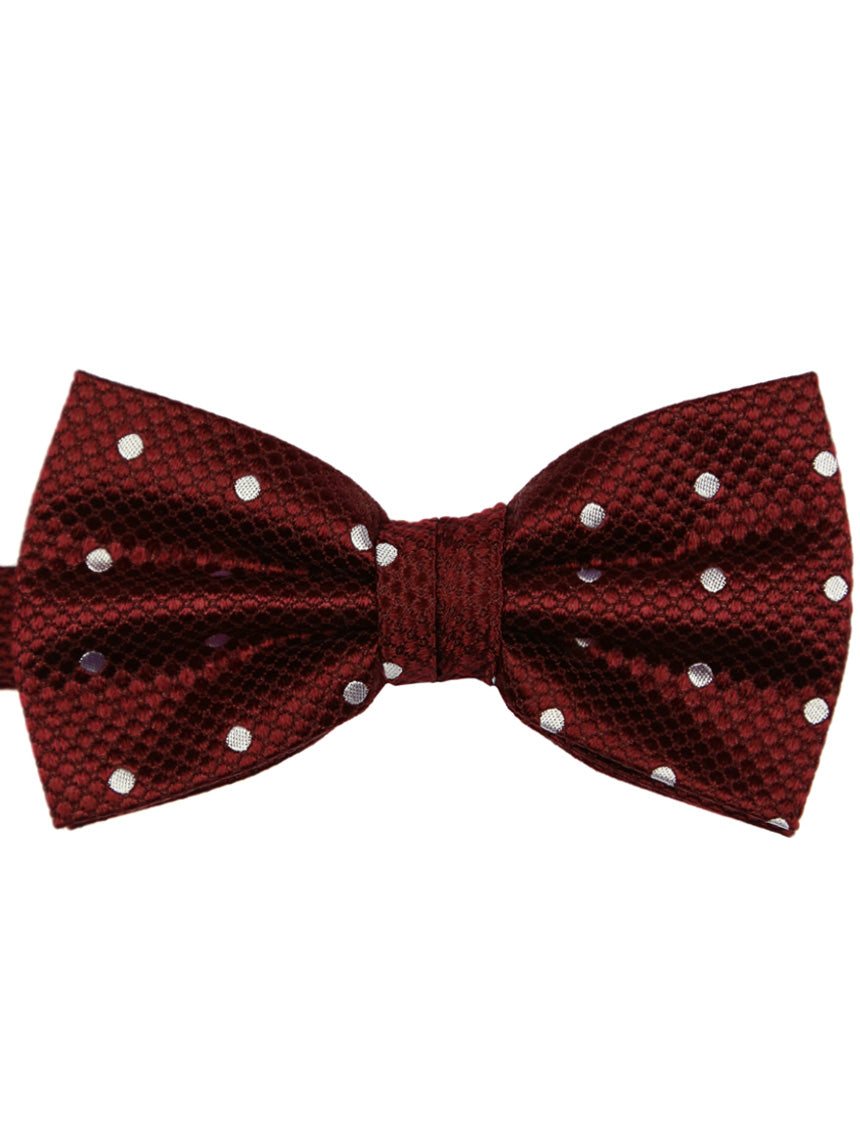 DÉCLIC Classic Spot Bow Tie - Burgundy/White