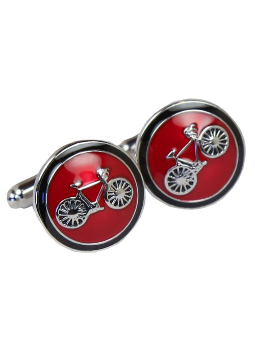 DÉCLIC Bicycle Round Cufflink - Red