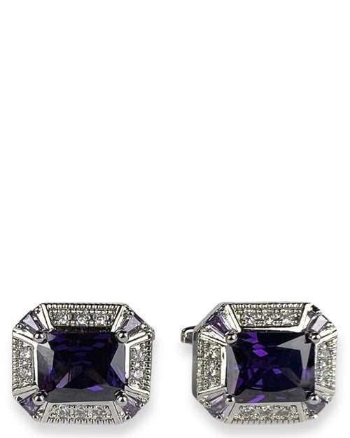 DÉCLIC Diamante Cut Cufflink - Purple