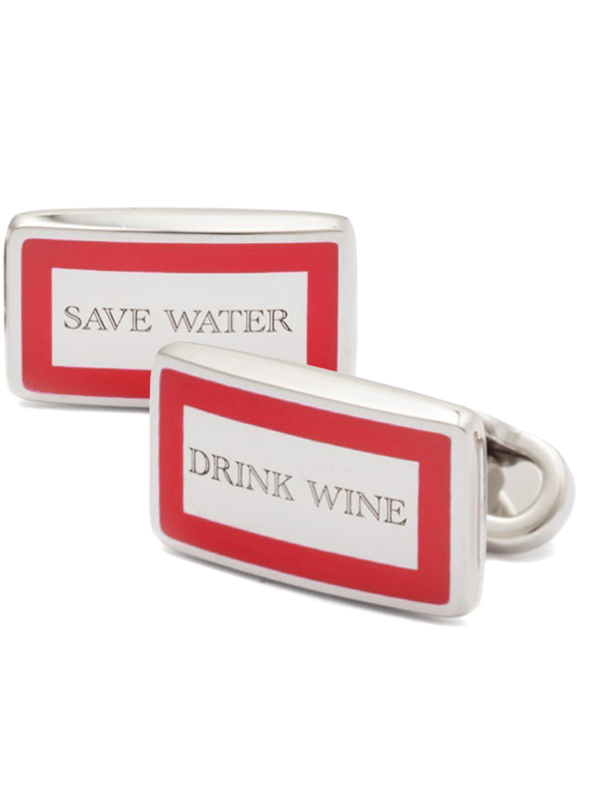 DÉCLIC Save Water, Drink Wine Cufflink