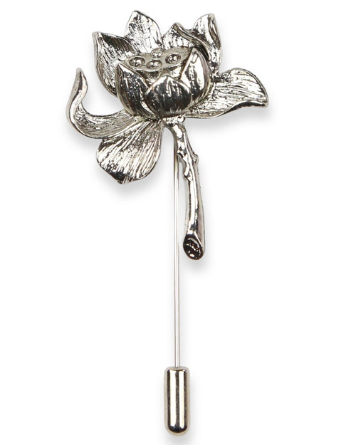 DÉCLIC Exotic Flower Lapel Pin - Silver