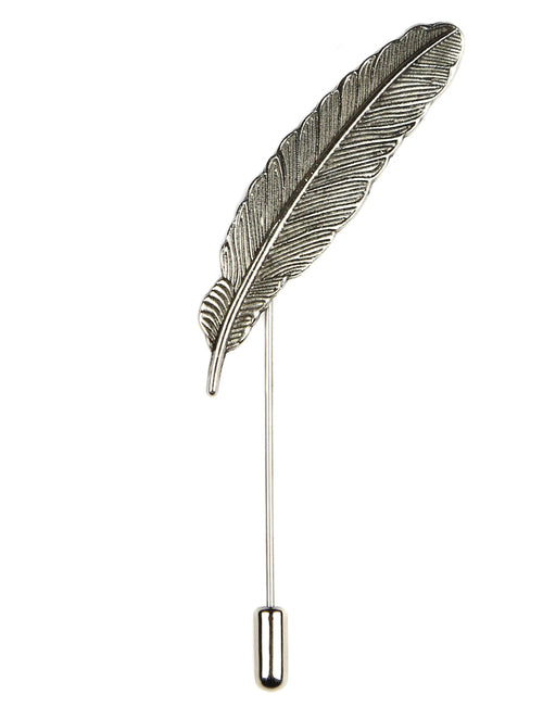 DÉCLIC Feather Vintage Lapel Pin - Silver