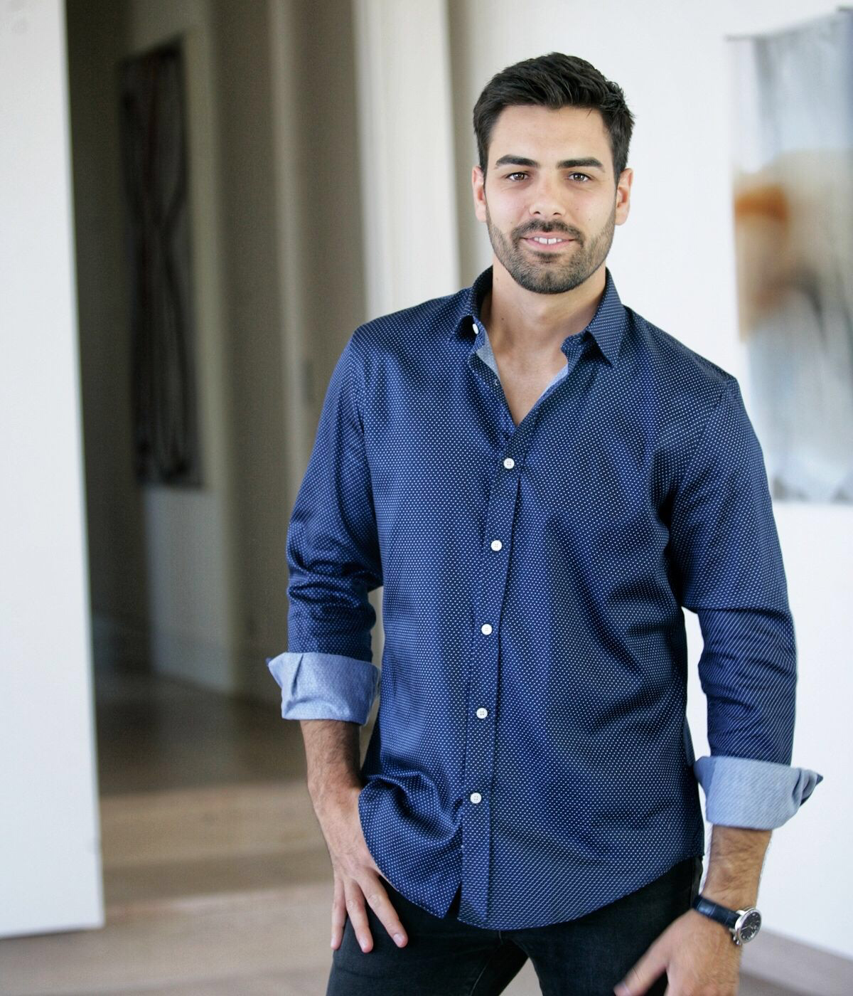 DÉCLIC Bertie Spot Print Shirt - Navy