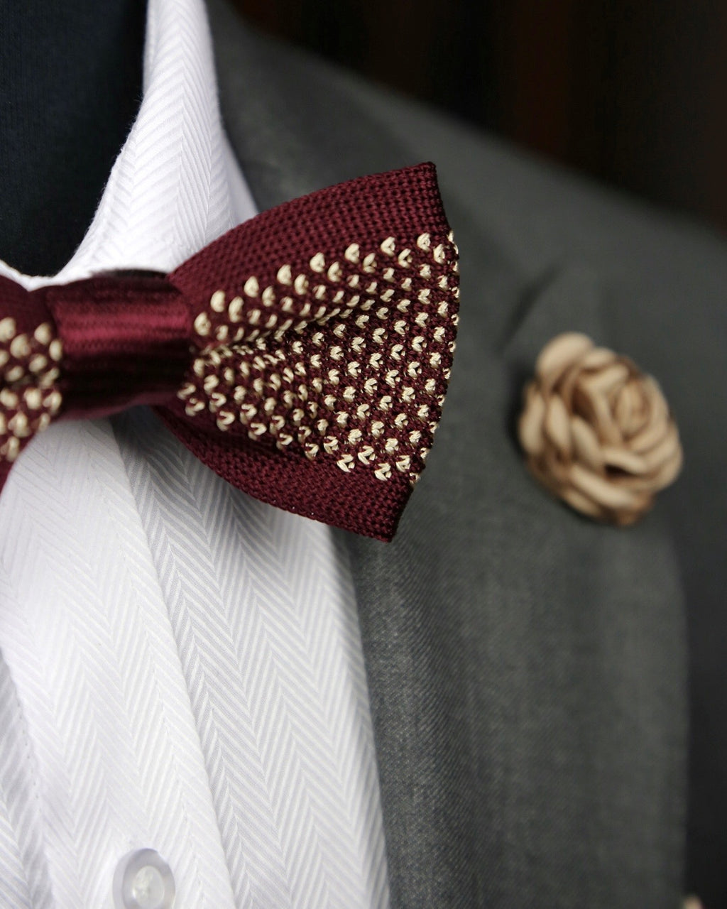 DÉCLIC Briller Knitted Bow Tie - Burgundy