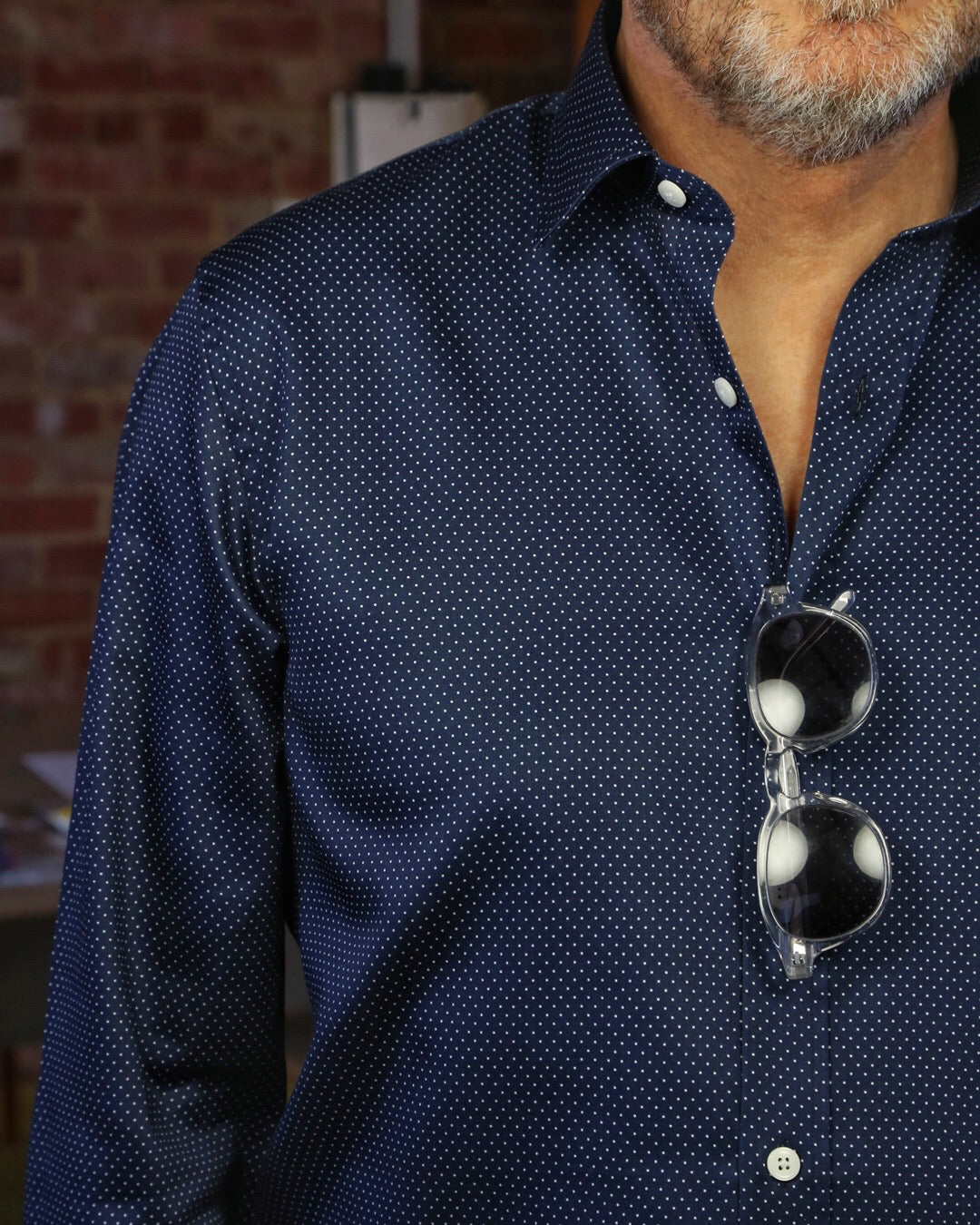 DÉCLIC Bertie Spot Print Shirt - Navy