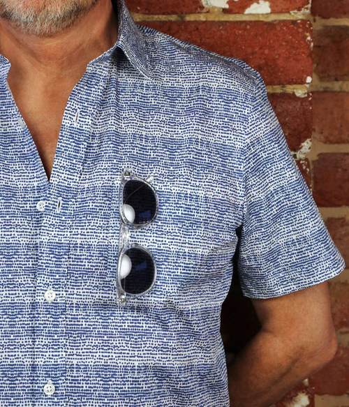 DÉCLIC Gene Spot Print Short Sleeve Shirt - Blue