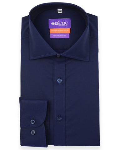 DÉCLIC Caldo Mandarin Linen Shirt - Navy