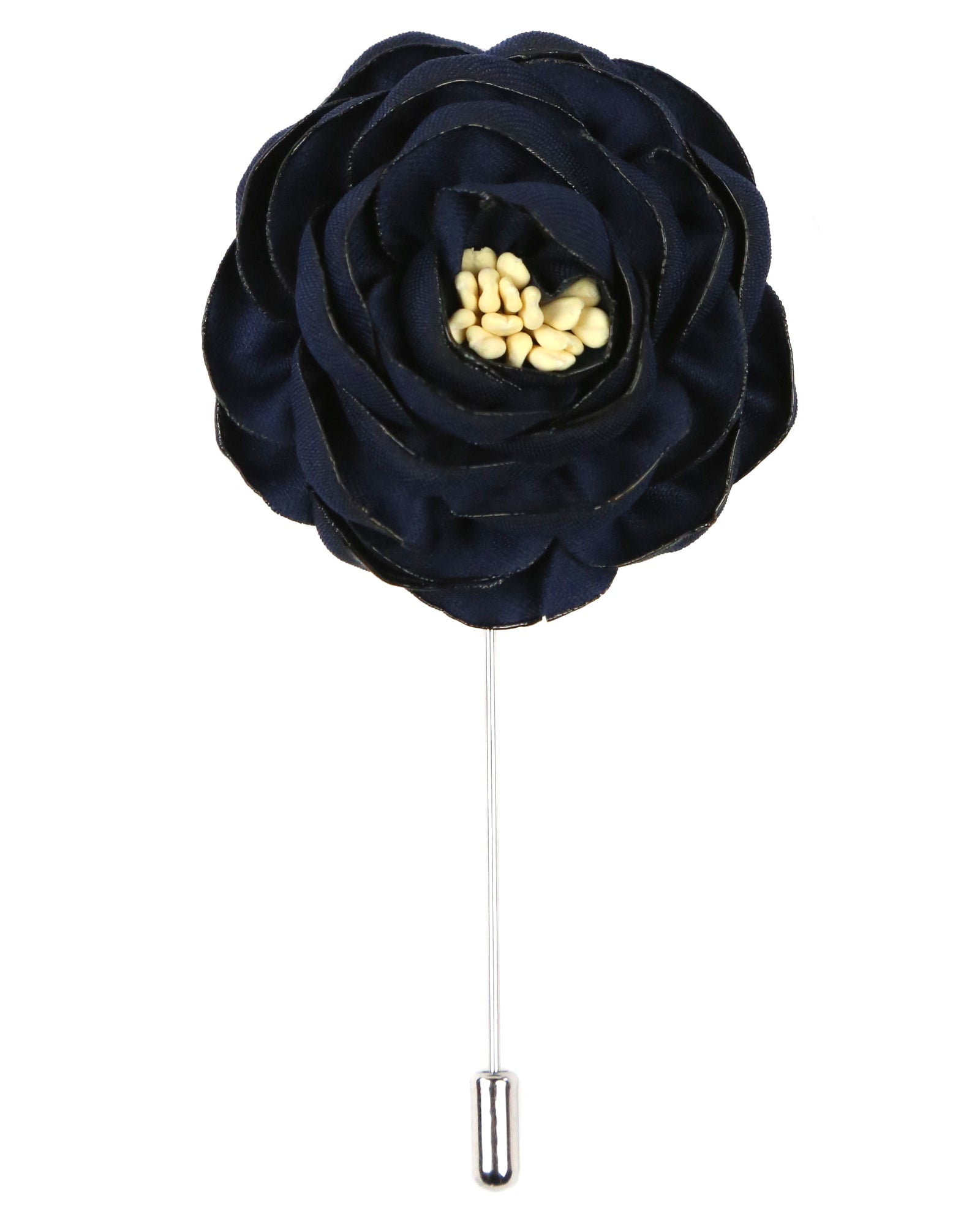 DÉCLIC Peony Flower Lapel Pin - Navy